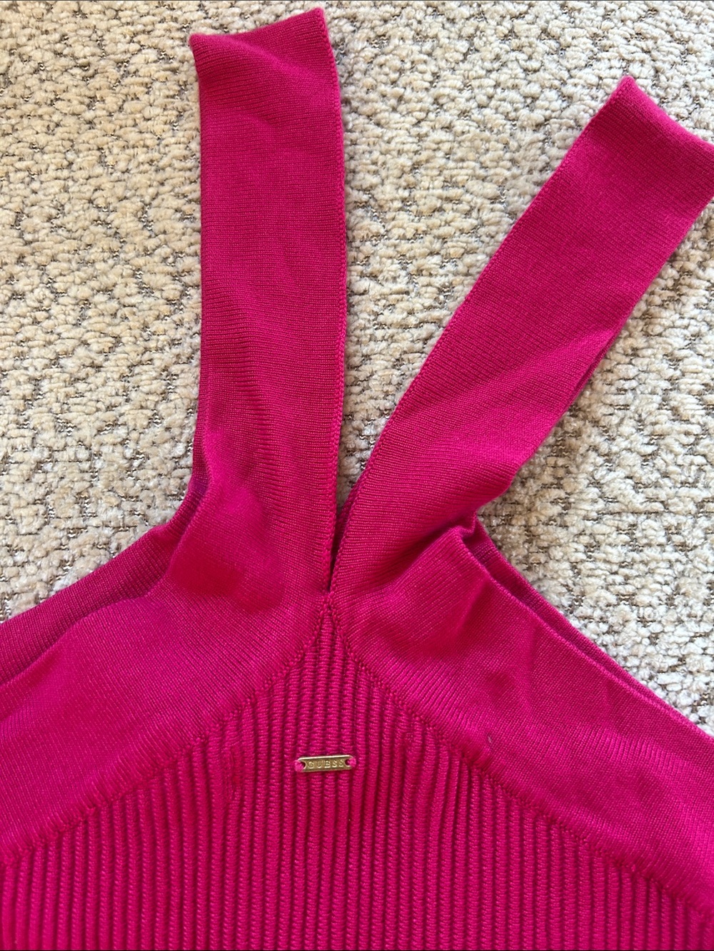 Guess Fuchsia Ribbed Mini Dress - Picture 2 of 4